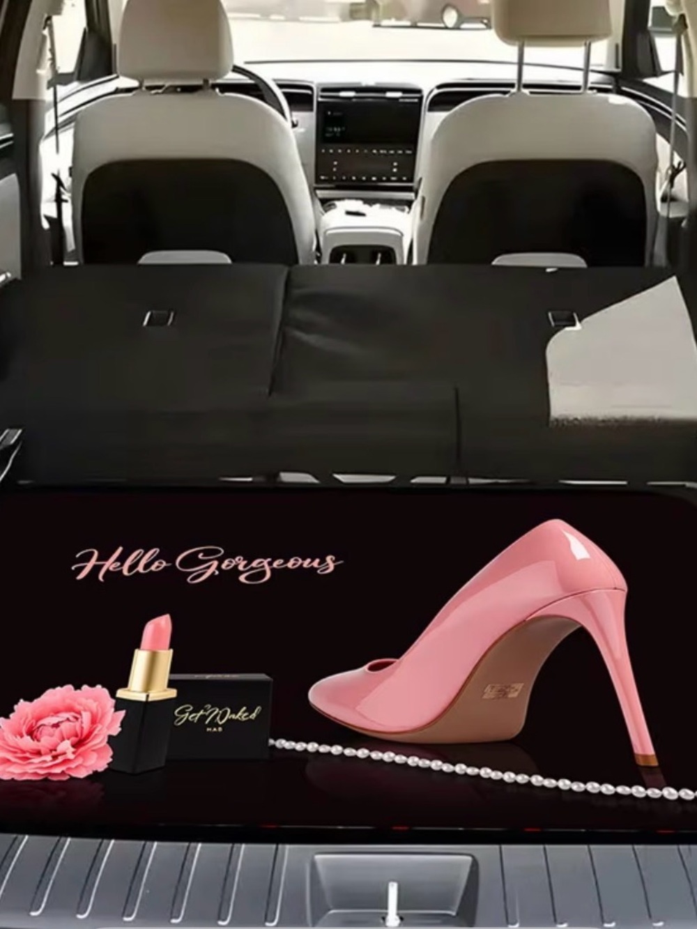 Pink High-Heeled Shoe & Makeup Themed Trunk Mat